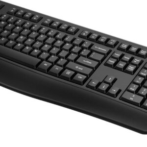 QUASIO Wireless Keyboard, 2.4G Full-Sized Ergonomic Wireless Computer Keyboard with Wrist Rest for Windows, Mac OS Laptop/PC/Desktop/Notebook(Black)