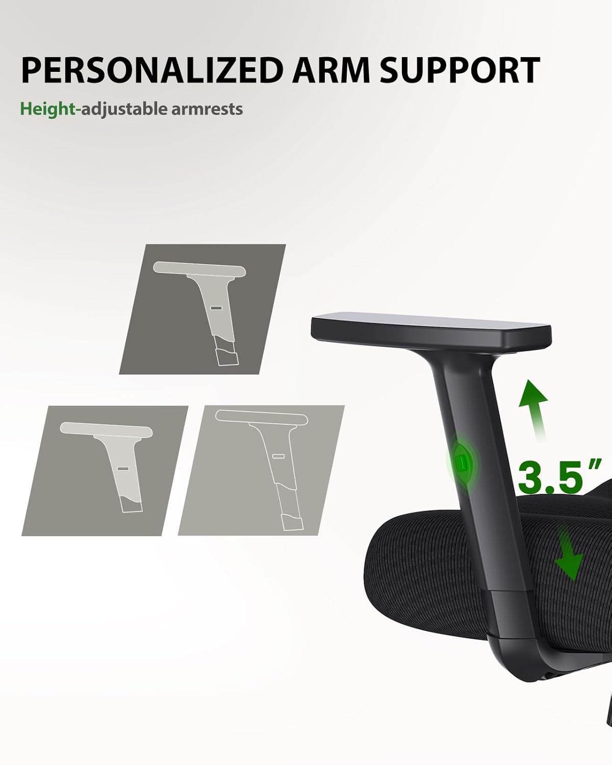 Marsail Ergonomic Office Chair Ergonomic Gaming Chair with Lumbar Support, 2D Headrest, Adjustable Armrests, Contoured Seat Cushion, Computer Desk Chair with Wheels for Home and Office - Image 5